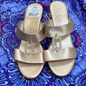 Contesa Leather Gold Sandals made in Italy